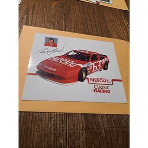 Vintage 1989 Chuck Bown Nescafe Classic Racing 8x10 NASCAR Driver Card
